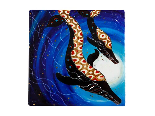 Melanie Hava Journeys Ceramic Coaster 10cm Whales 1 Melanie Hava Journeys Ceramic Coaster 10cm Whales