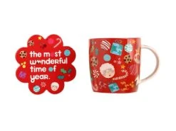 Kasey Rainbow Sparkly Season Mug 350ML & Coaster Set Red Gift Boxed -Maxwell & Williams store dx1297 set