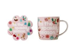 Kasey Rainbow Sparkly Season Mug 350ML & Coaster Set Pink Gift Boxed -Maxwell & Williams store dx1298 set