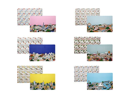 Megan McKean Cities Reversible Placemat 6pc Gift Pack 1 Megan McKean Cities Reversible Placemat 6pc Gift Pack