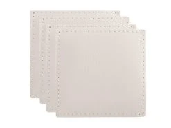 Table Accents Leather Look Cowhide Coaster 10x10cm Set Of 4 Ivory