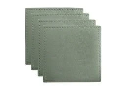 Table Accents Leather Look Cowhide Coaster 10x10cm Set Of 4 Sage