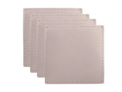 Table Accents Leather Look Cowhide Coaster 10x10cm Set Of 4 Salt