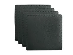 Table Accents Leather Look Cowhide Coaster 10x10cm Set Of 4 Charcoal