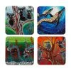 Melanie Hava Journeys Cork Back Coaster 10.5cm Set Of 4 Assorted Gift Boxed