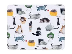 Marc Martin Feline Friends Cork Back Placemat 34x26.5cm Set Of 4 Gift Boxed