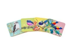 Katherine Castle Bird Talk Cork Back Coaster 10.5cm Set Of 4 Assorted Gift Boxed -Maxwell & Williams store gi0336 set 1