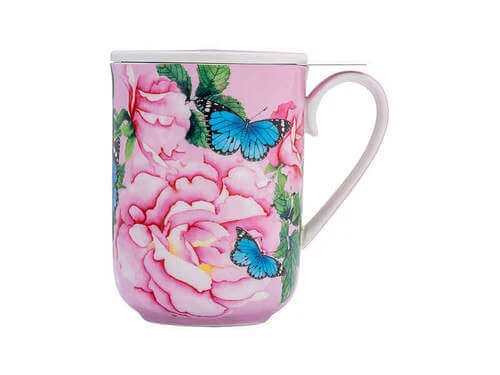 Gabby Malpas Posey Mug With Infuser 340ML Cabbage Roses Gift Boxed 3 Gabby Malpas Posey Mug With Infuser 340ML Cabbage Roses Gift Boxed - Image 3