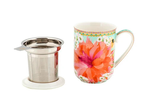 Teas & C's Dahlia Daze Lidded Mug With Infuser 340ML Sky Gift Boxed 2 Teas & C's Dahlia Daze Lidded Mug With Infuser 340ML Sky Gift Boxed - Image 2
