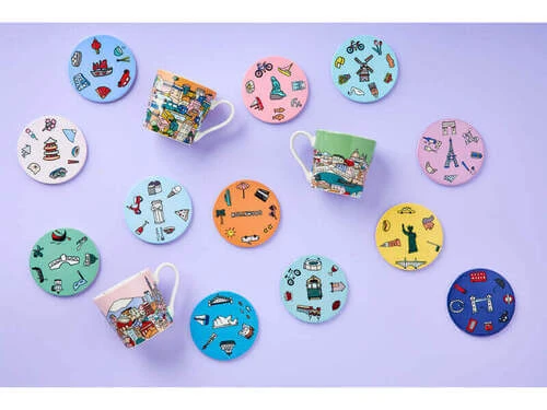 Megan McKean Cities Ceramic Round Coaster 10.5cm Copenhagen 3 Megan McKean Cities Ceramic Round Coaster 10.5cm Copenhagen - Image 3